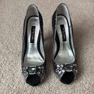 Nina Silver Sequin Heels